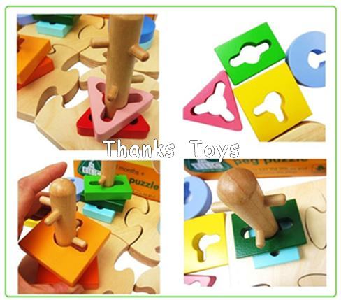 บล็อกสวมเสา Wooden Peg Puzzle