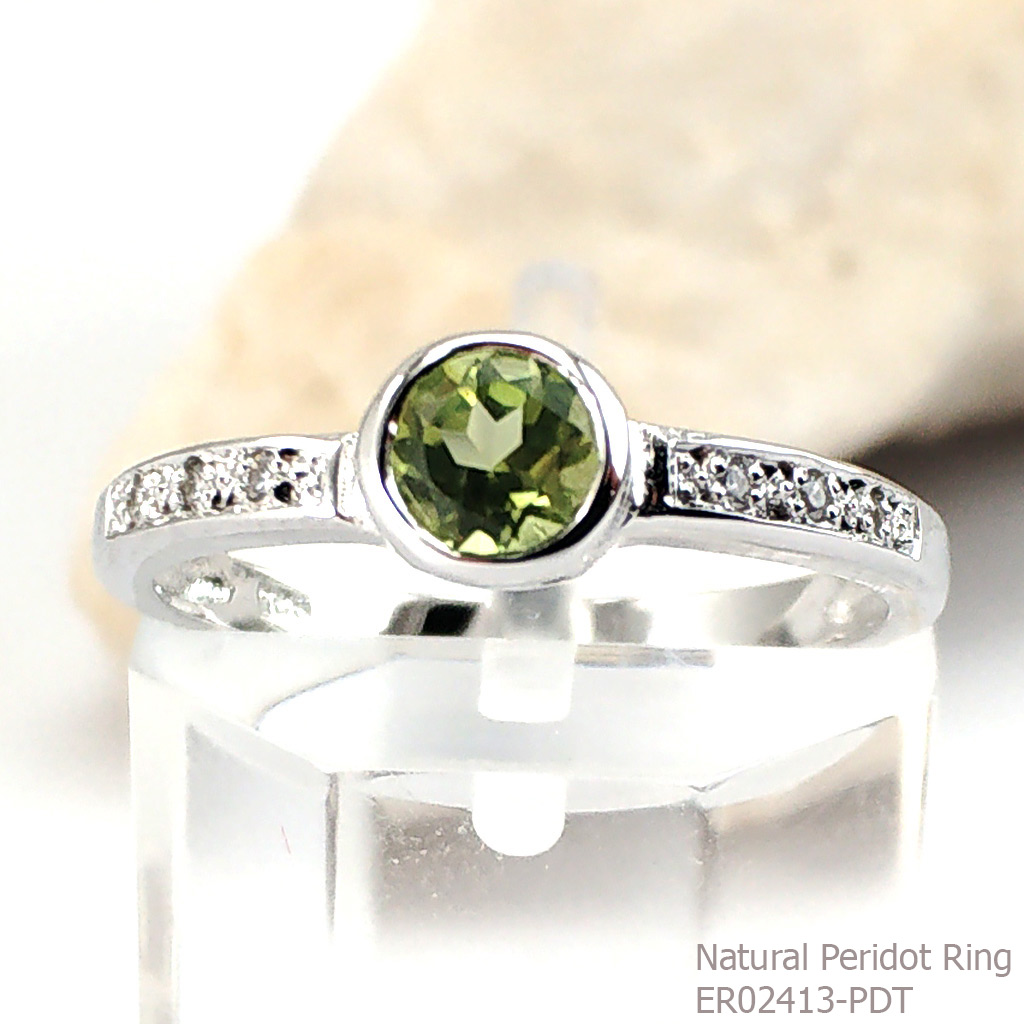 SKJewelryfactory แหวนเพอริดอทแท้ พลอยสวยใส ประกายดีเยี่ยม ใส่แล้วน่ารัก ER02413-PDT