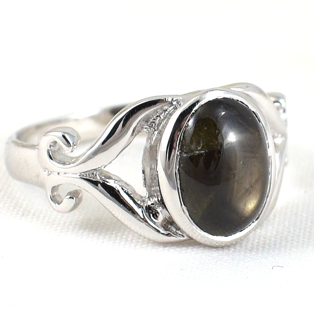 SKJewelryfactory แหวนเงินแท้ 92.5% ฝังพลอยแบล็คสตาร์แซฟไฟร์แท้ เน้นพลอยโดดเด่น ER02414-BST