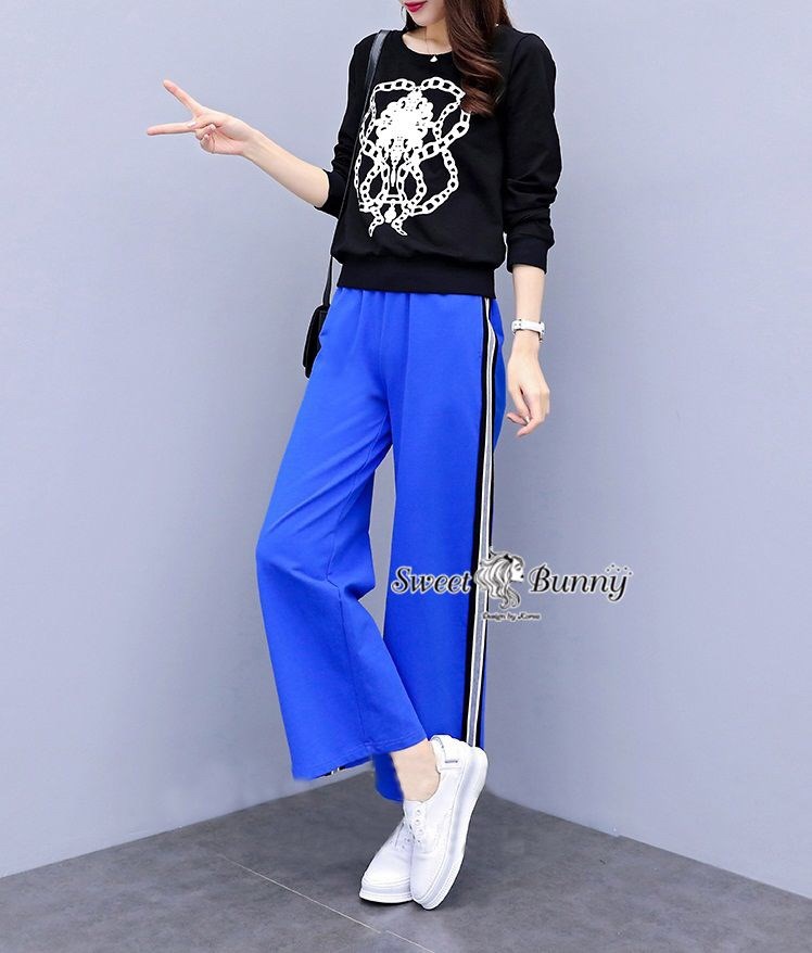 เสื้อผ้าแฟชั่น พร้อมส่ง ชุดเซ็ทเสื้อ+กางเกงวอล์ม