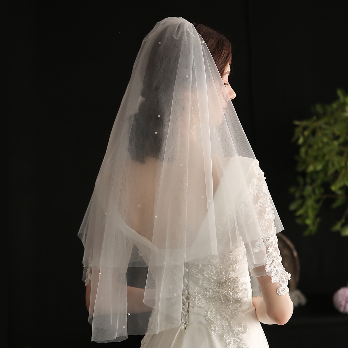 เวลติดมุก แบบมุกครึ่งซีก ยาว 75 ซม. ฟูสวย มีหวีสับในตัว