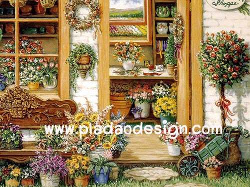 กระดาษเดคูพาจพิมพ์ลาย สำหรับทำงาน เดคูพาจ Decoupage งานฝีมือ งาน Handmade ห้องจัดดอกไม้ อยู่ใจกลางสวนดอกไม้ฤดูหนาวเป็นภาพแบบซอฟต์ๆ (pladao design)