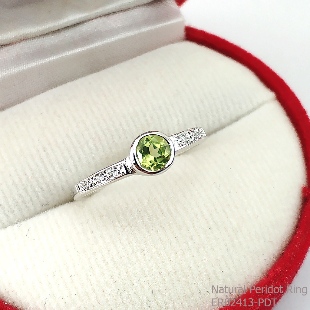 SKJewelryfactory แหวนเพอริดอทแท้ พลอยสวยใส ประกายดีเยี่ยม ใส่แล้วน่ารัก ER02413-PDT