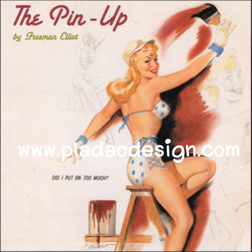 กระดาษสาพิมพ์ลาย สำหรับทำงาน เดคูพาจ Decoupage แนวภาำพ โปสเตอร์โฆษณา The Pin-up รูปสาวน้อยทาสีผนัง สไตล์วินเทจ (ปลาดาวดีไซน์)