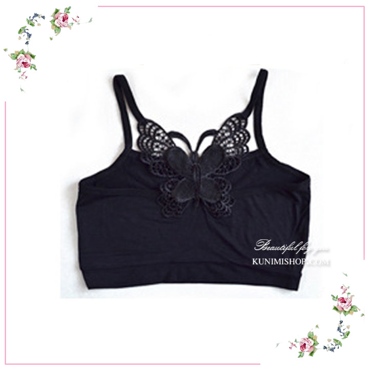  เสื้อซับในผ้ายืด ลายผีเสื้อด้านหลัง สวยเดี่ยว สวย หวาน เซ็กซี่ จะใส่เป็นซับใน หรือ ใส่แบบซีทรู ก็ดูสวยครับ ขนาด FREE SIZE สำหรับผู้หญิงรอบอกไม่เกิน 33 นิ้ว มี 2 สี ขาว และ ดำ