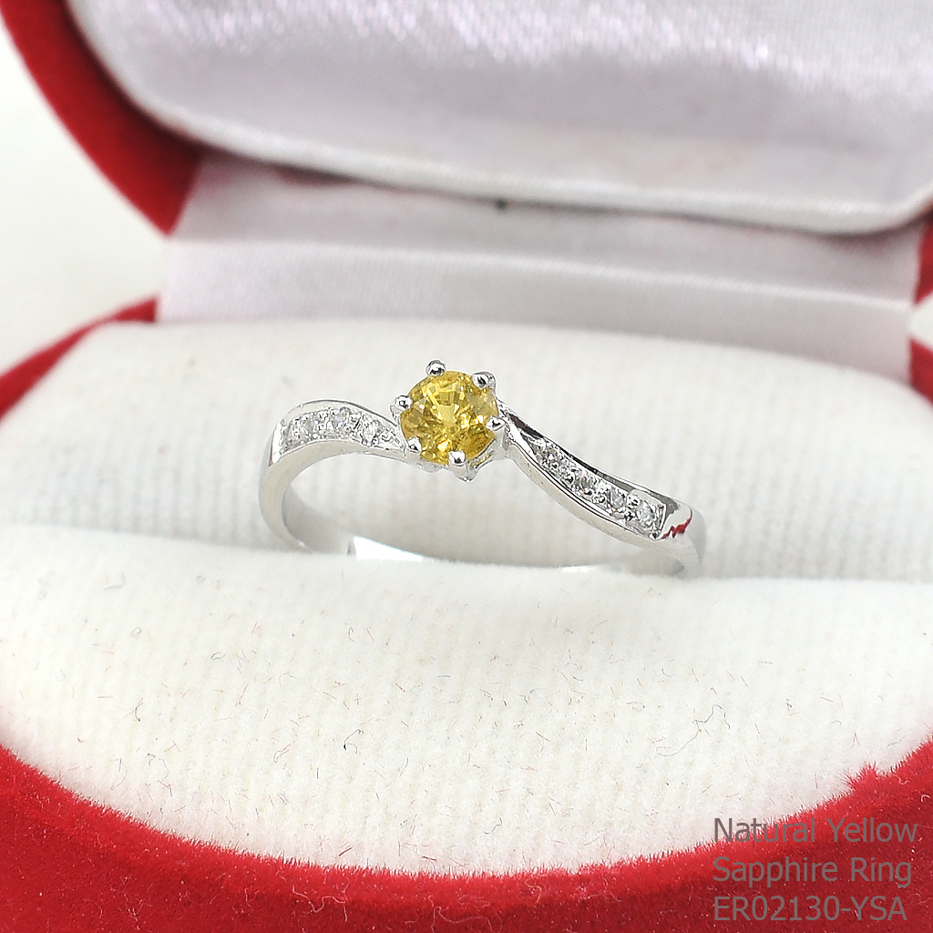 SKJewelryfactory แหวนเงินแท้ ฝังพลอยบุษราคัมแท้ ดีไซด์น่ารัก ER02130-YSA