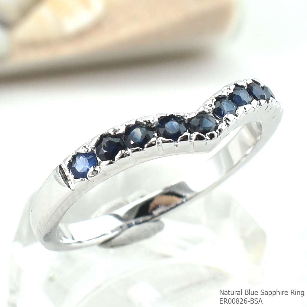 SKJewelryfactoryแหวนเงินแท้ ฝังพลอยไพลินแท้ ดีไซด์หรูหรา ER00826-BSA