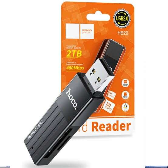 Hoco HB20 Mindful 2in1 Card Reader Support 2TB การ์ดรีดเดอร์ ใช้สำหรับ SD / TF
