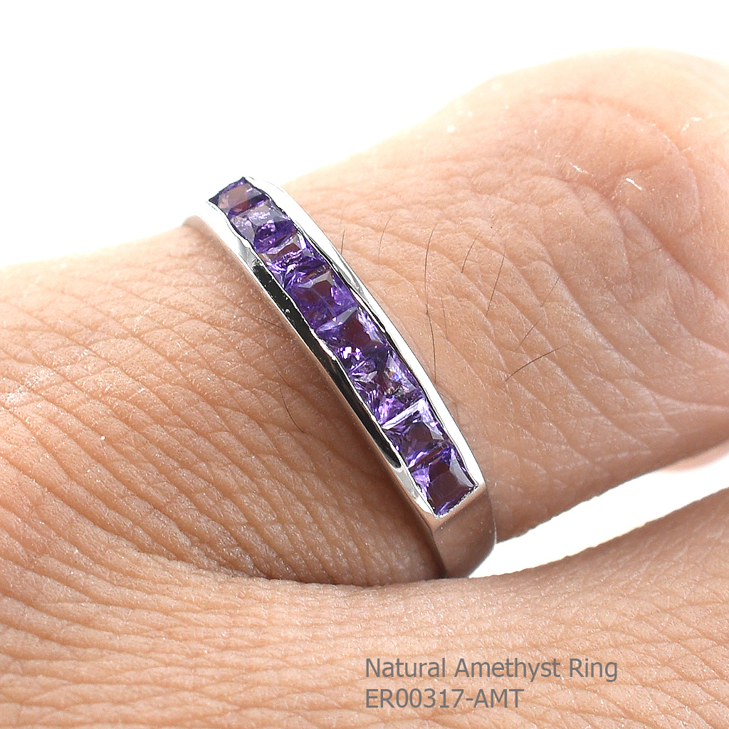 SKJewelryFactory แหวนเเถว พลอยแอมิทิสต์แท้ ER00317-AMT