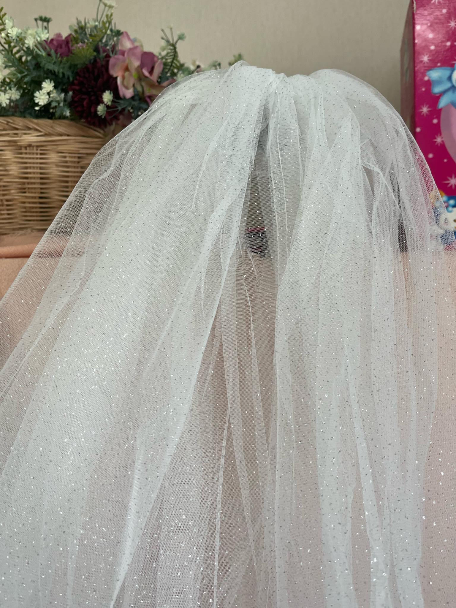 Veil เวลเจ้าสาว ยาว 3 เมตร แบบติดกลิสเตอร์ มีสีขาว และสีแชมเปญ ความหนา 2 ชั้น