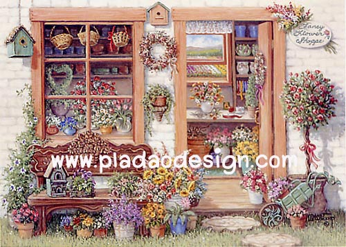 กระดาษอาร์ทพิมพ์ลาย สำหรับทำงาน เดคูพาจ Decoupage แนวภาพ บ้านและสวน ห้องจัดดอกไม้สดๆท่ามกลางสวนสวย (ปลาดาวดีไซน์)