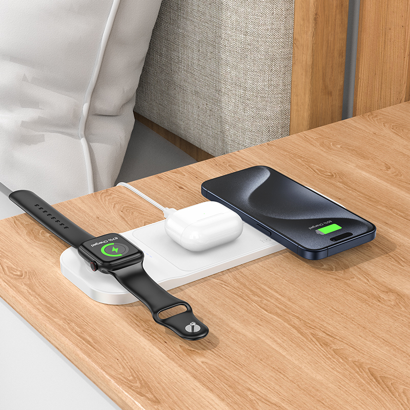 Hoco CQ5 แท่นชาร์จไร้สาย Wireless Charger 3-In-1 (IOS)
