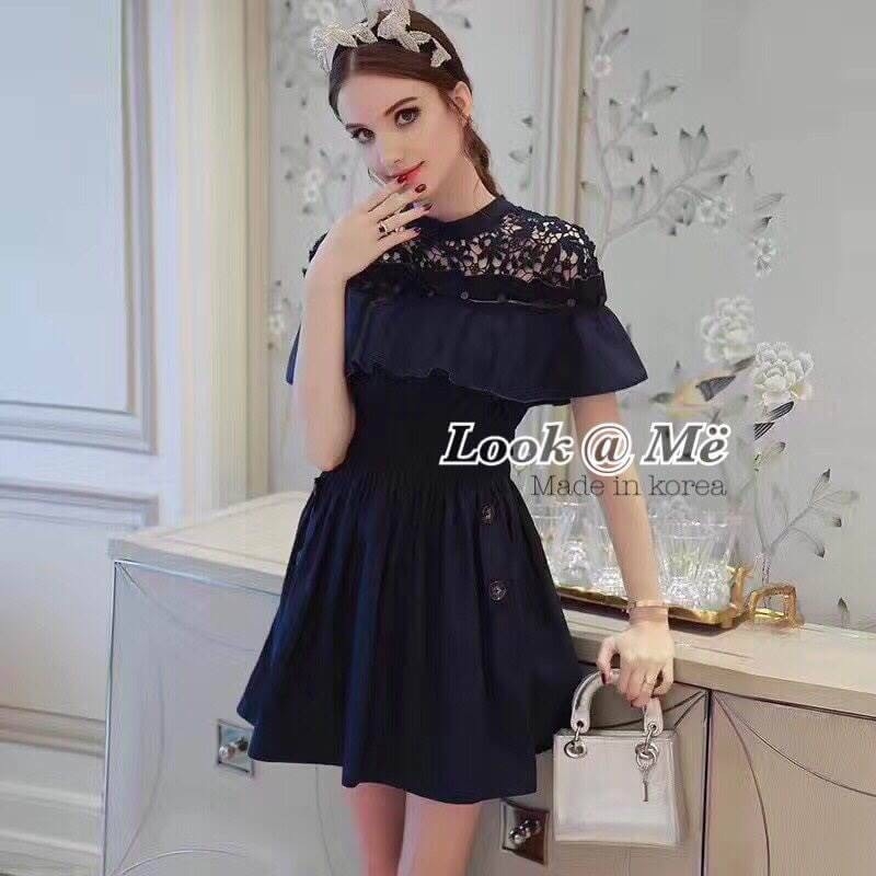 เดรสเกาหลี พร้อมส่ง Dress ชุดกระโปรงสีกรม