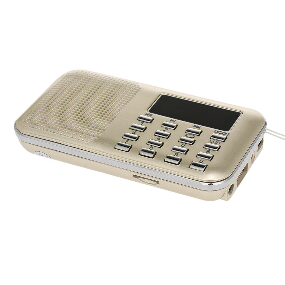 Y-896 Mini FM Radio Portable Digital Stereo Speaker MP3 Audio Player สีทอง