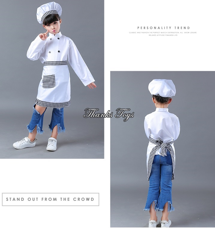 ชุดเชฟแขนยาวลายตารางขาวดำ