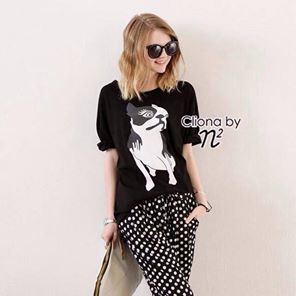 พร้อมส่ง เสื้อยืดสีดำ สกรีนลาย Bully Doggy