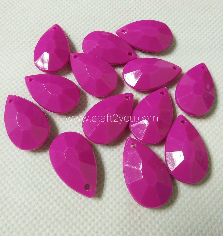 ลูกปัด/จี้ ทรงเม็ดแตง ขนาด 2.5 ซม. สีม่วง (แพค 20 ชิ้น)