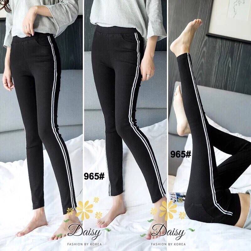 พร้อมส่ง กางเกงสีดำผ้าคอตตอนโพลี่