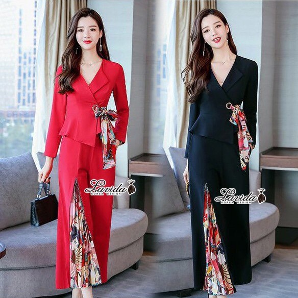 เสื้อผ้าเกาหลี พร้อมส่ง เสื้อทรงคอVป้ายพับข้างนึง