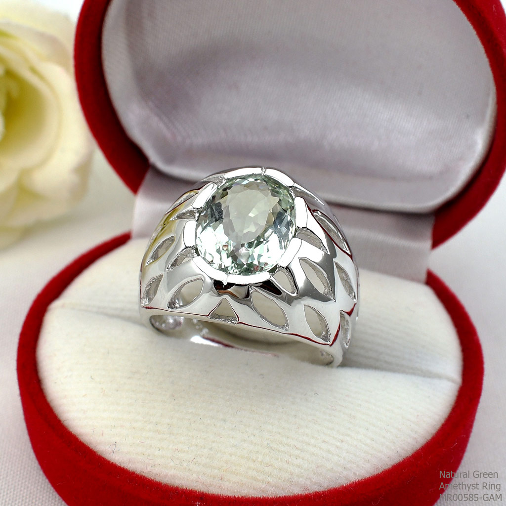 SKJewelryFactory แหวนพลอยกรีนแอมิทิสต์แท้ Pazolite Quartz MR00585-GAM