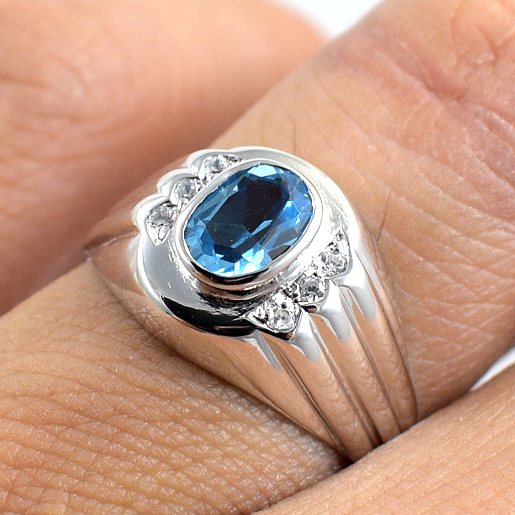 SKJewelryFactory แหวนสวิสบลูโทปาซแท้ MR00599-SBT