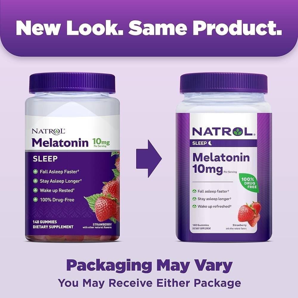 วิตามินเมลาโทนินNatrol Gummies Melatonin Strawberry 10 mg 140 เม็ด
