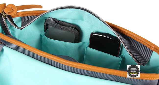 Bianchi - LBTC-03 : A4 Messenger Khaki (สีเขียว/ ขอบหนังสีน้ำตาล)