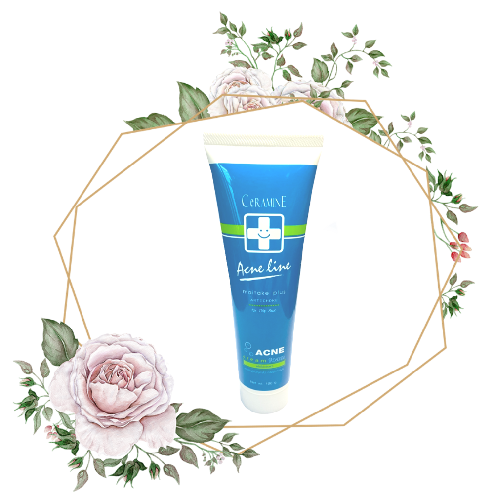 CeRAMINE Acne Line Maitake Plus Artichoke Acne Foam เซอรามายน์ แอคเน่ ไลค์ ไมตาเกะ พลัส อาร์ติโช๊ค แอคเน่ โฟม (100 g.)