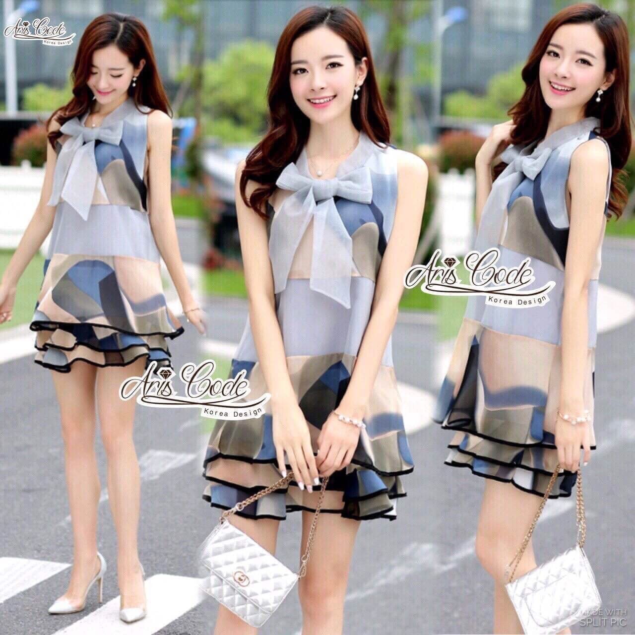 พร้อมส่ง เดรสทรงระบายเลเยอร์พริ้วๆเป็นชั้น