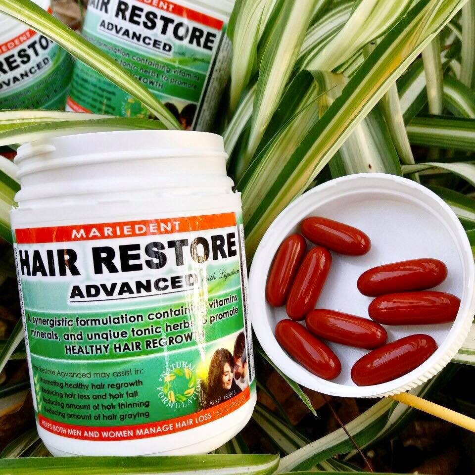 วิตามินลดผมร่วง ผมหงอกก่อนวัย Mariedent Hair Restore Advanced Hair Loss Thinning Supplement 60 Capsules