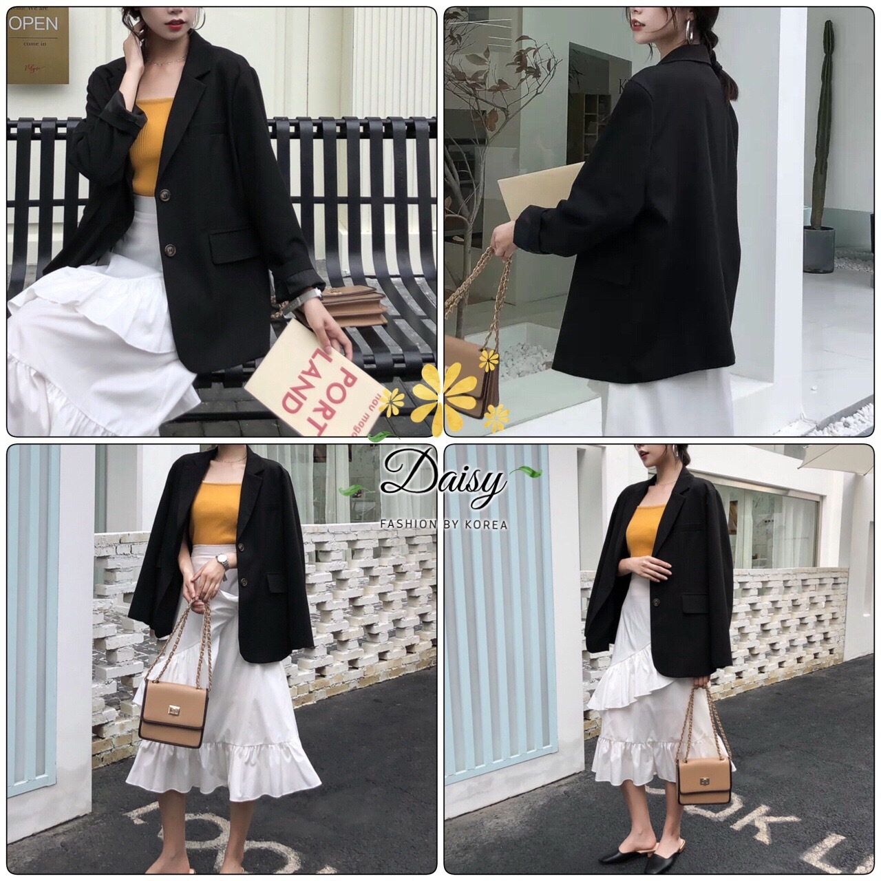 เสื้อผ้าเกาหลี พร้อมส่ง เสื้อสูท แบบลำลอง ผ้าเนื้อนิ่ม