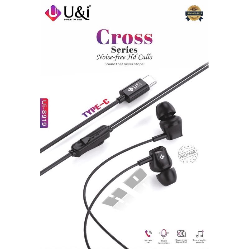 U&I หูฟัง Type C Cross Series Noise-Free HD Calls UI-8919 เสียงดี ราคาถูก