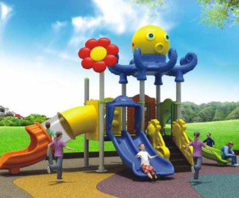 เครื่องเล่นสนาม ชุดปลาหมึกน้อยสไลด์ท่อ 4 นิ้ว ขนาด 290*600*350 cm.