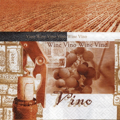 แนวภาพไวน์ Winery ไร่องุ่น ภาพสีซีเปีย เป็นภาพบล็อค 4 กระดาษแนพกิ้นสำหรับทำงาน เดคูพาจ Decoupage Paper Napkins ขนาด 33X33cm