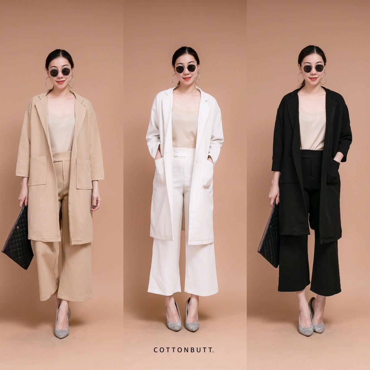 สูทตัวยาวมีซับ กางเกง5 ส่วน พร้อมส่ง