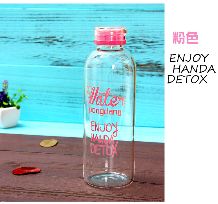 พร้อมส่ง ขวดใส่น้ำ Pongdang Water น้ำดีท็อกสุดฮิตในเกาหลี ขวดทำจากแก้ว Borosilicate รุ่นฝาสี +ถุง 2 แบบ