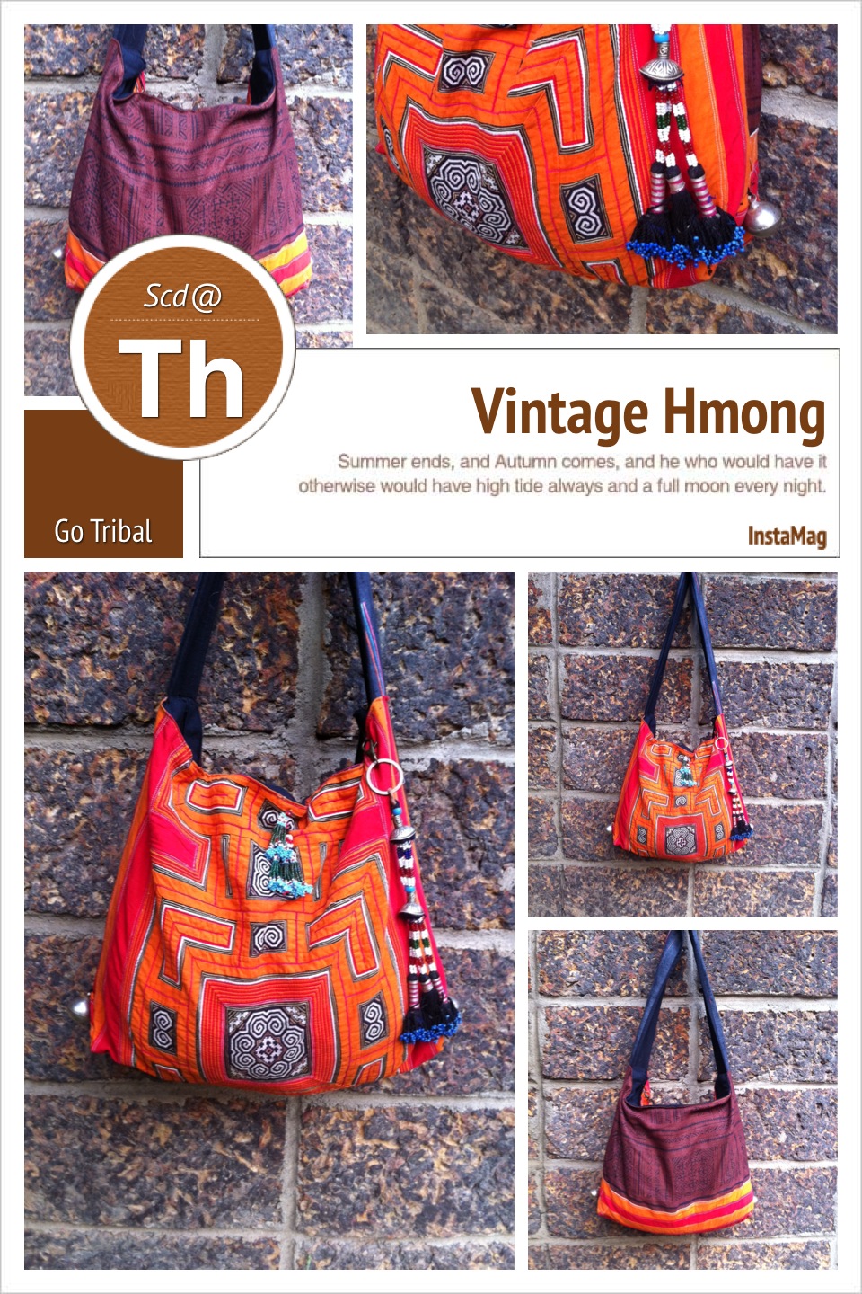 กระเป๋าผ้าชาวเขา ผ้าปักม้งจีน HB 371 / Vintage Hmong bag HB 371
