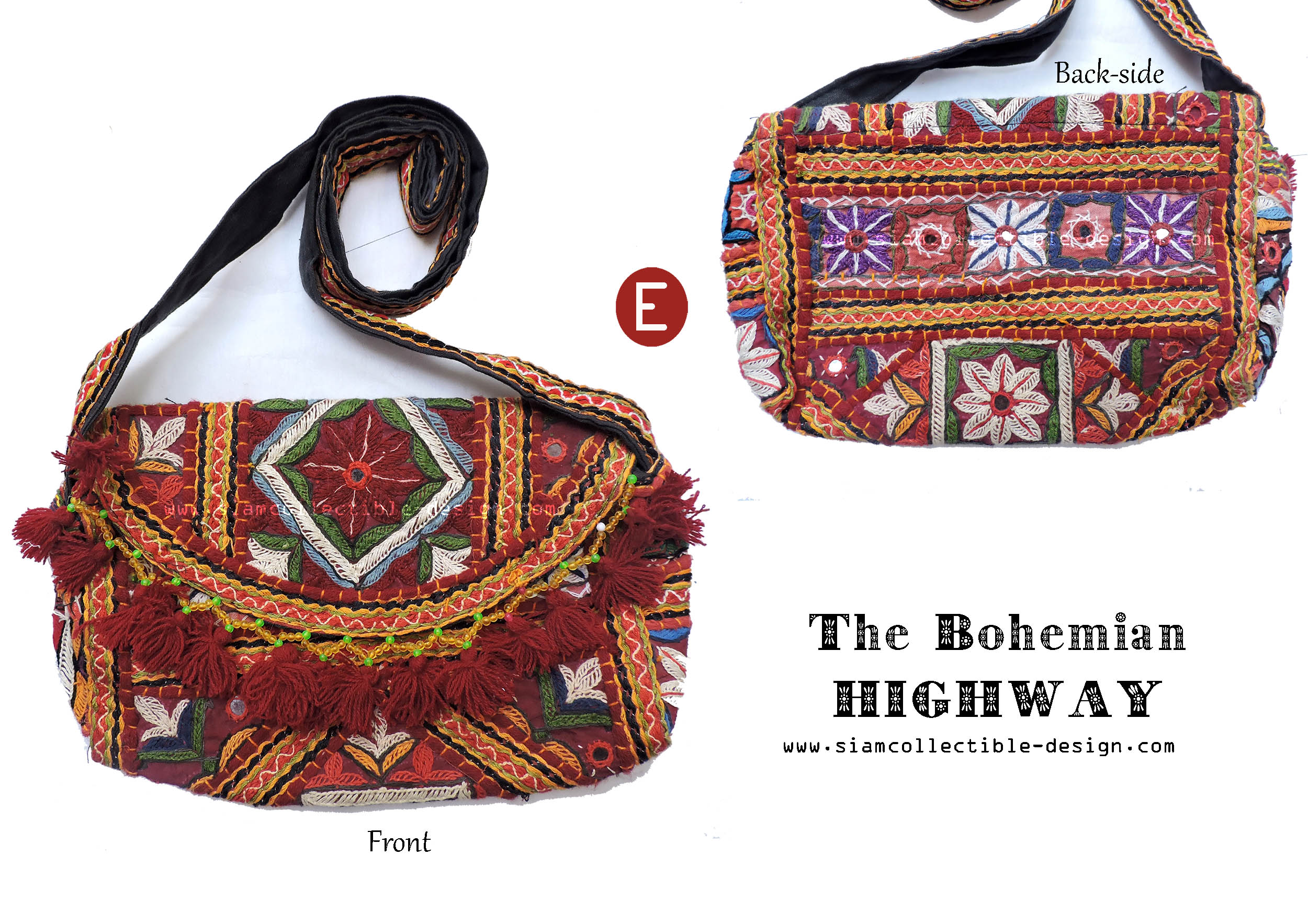 กระเป๋าสะพาย ผ้าปักมือเนปาล/อินเดีย VTB E / Vintage purse Messenger Cross body Bag VTB E