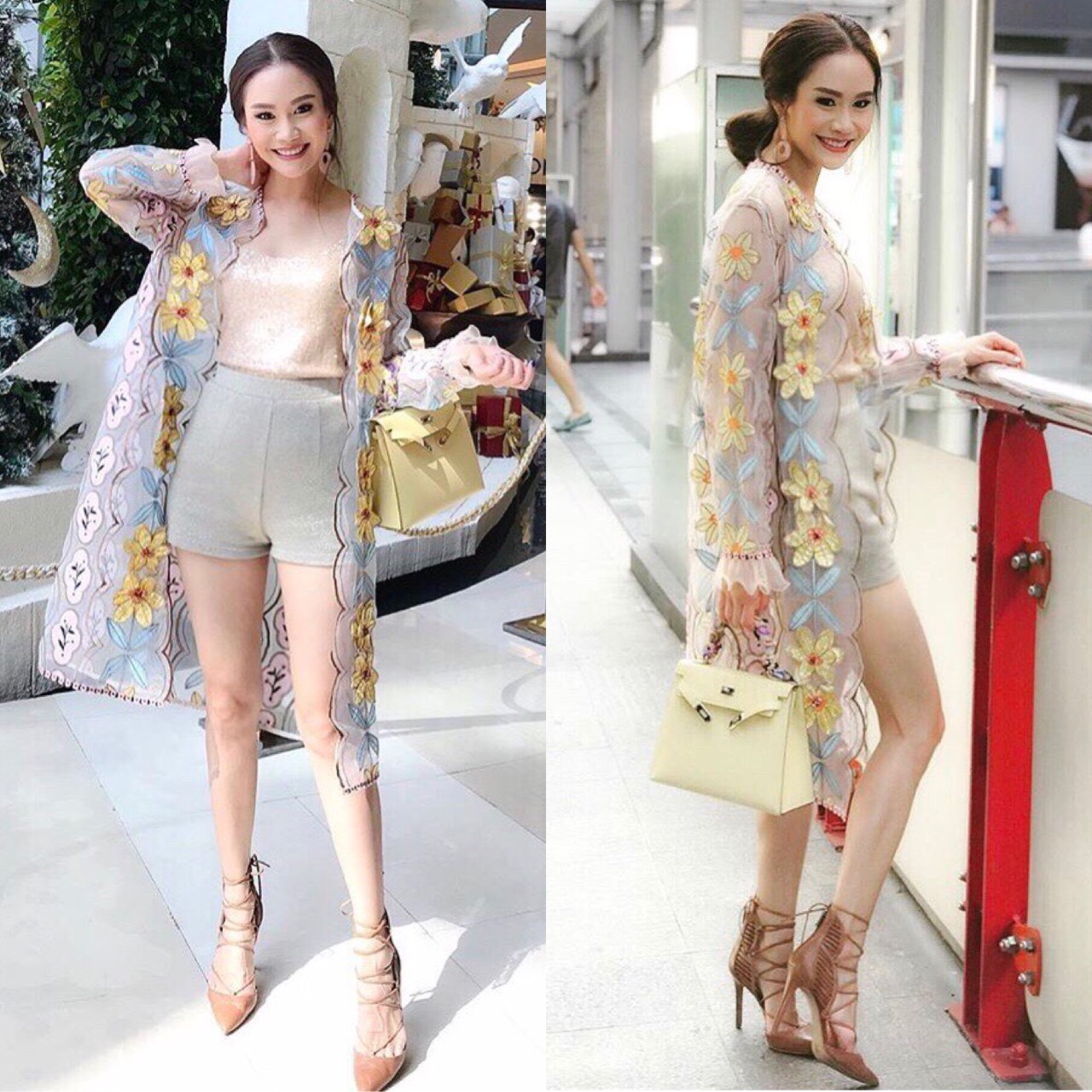เสื้อผ้าเกาหลี พร้อมส่ง เสื้อคลุม งานผ้าปักอย่างดีทั้งชุด