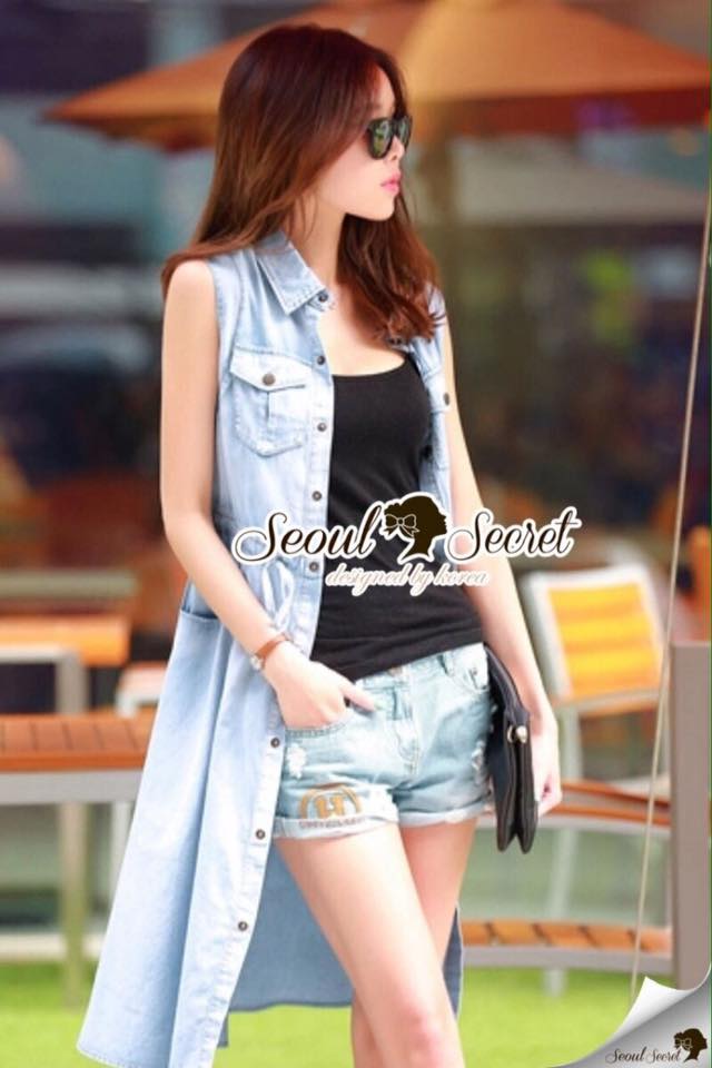 พร้อมส่ง เดรสเชิ้ตแขนกุด ชายกระโปรงทรงเอ