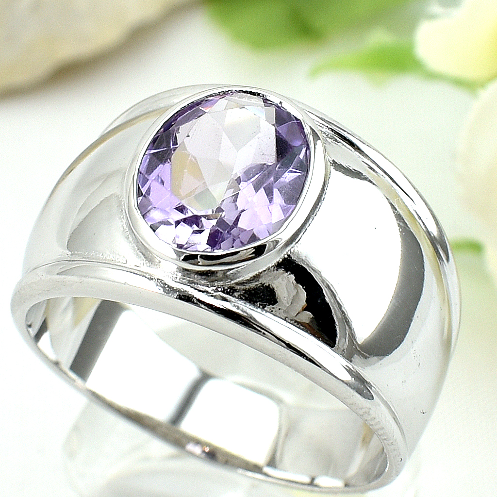 SKJewelryFactory แหวนแอมิทิสต์แท้ สไตล์แหวนปลอกมีด ทรงนี้ ใส่ได้ทุกโอกาส ER00849-AMT