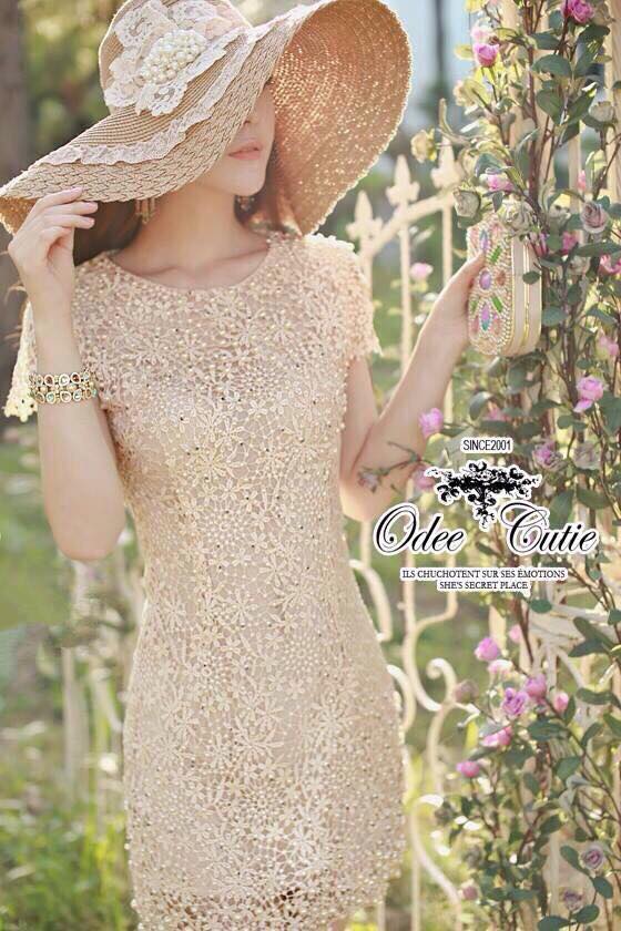 พร้อมส่ง เดรสผ้าลูกไม้ทั้งชุดเกรดแพงเกรดดี
