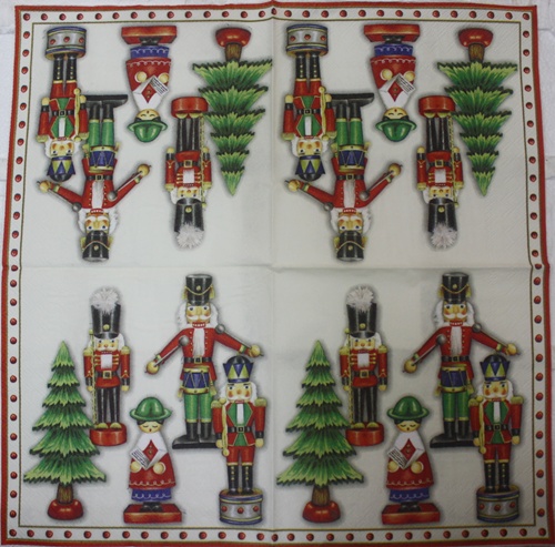 แนวภาพ คริสต์มาส Nut Cracker ตุ๊กตาทหาร Christmas เป็นภาพแนวยาว กระดาษแนพกิ้นสำหรับทำงาน เดคูพาจ Decoupage Paper Napkins ขนาด 33X33cm