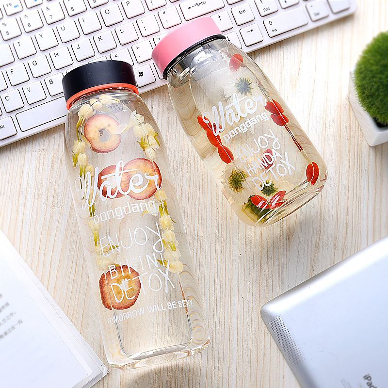 ขวดใส่น้ำ น้ำดีท็อกสุดฮิตในเกาหลี ขวดทำจากแก้ว Borosilicate รุ่นปากกว้าง + ที่กรองกาก มี 3 สี ขนาด 800 ml.