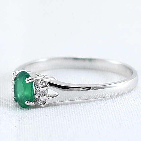 SKJewelryFactory แหวนน่ารักๆ แหวนเงินแท้ 92.5% ฝังพลอยกรีนอะเกทแท้ ER01203-GAG