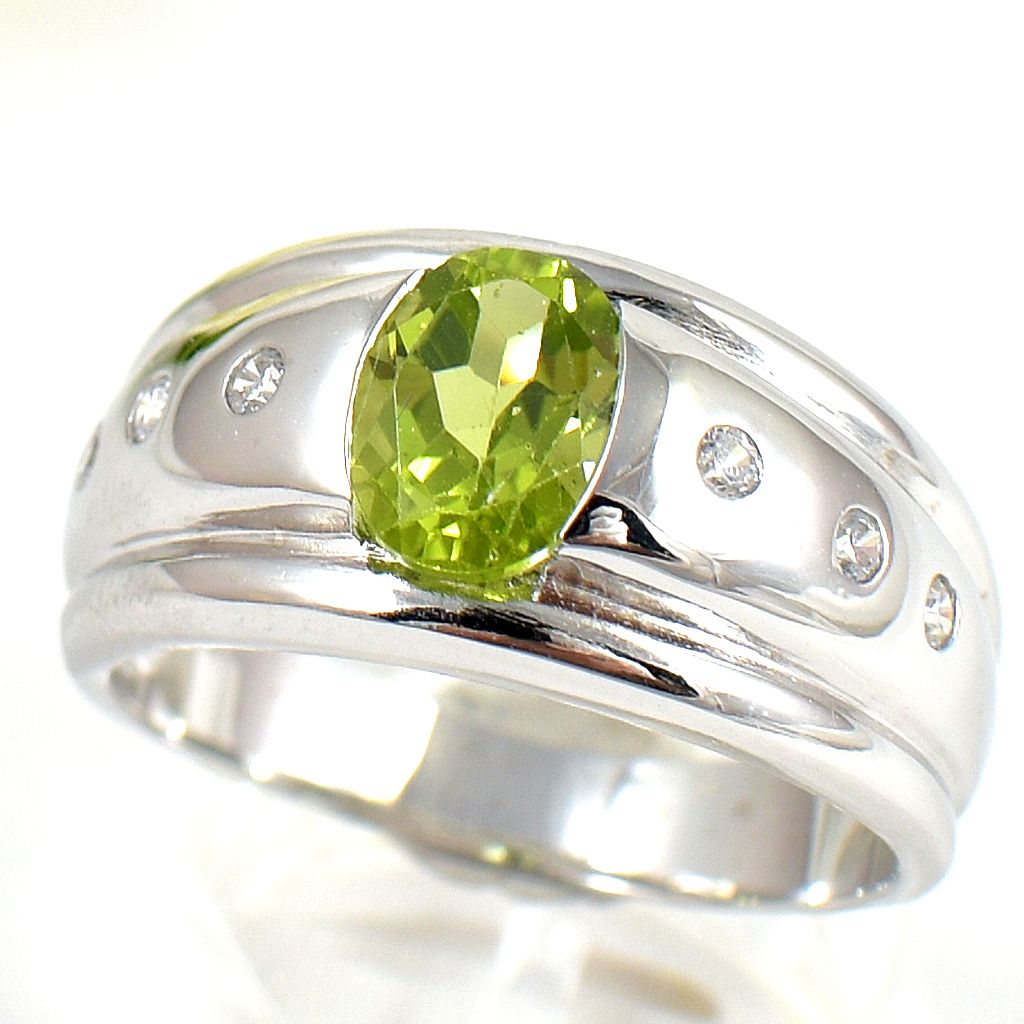 SKJewelryFactory แหวนชายพลอยเพอริดอทแท้ ใส่แล้วช่วยเสริม ความสำเร็จ ความสงบ ความมีโชค MR00551-PDT