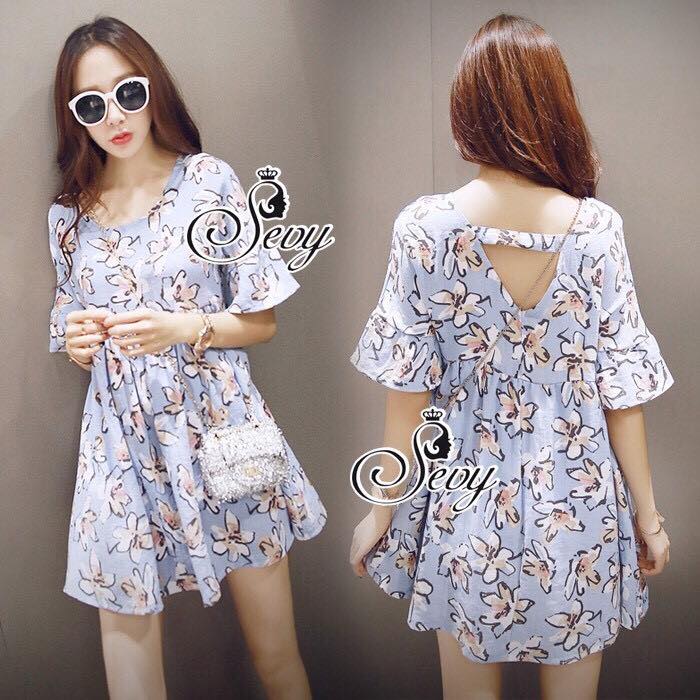 พร้อมส่ง เสื้อตัวยาวสามารถใส่เป็นเดรสสั้น เดรสเกาหลี