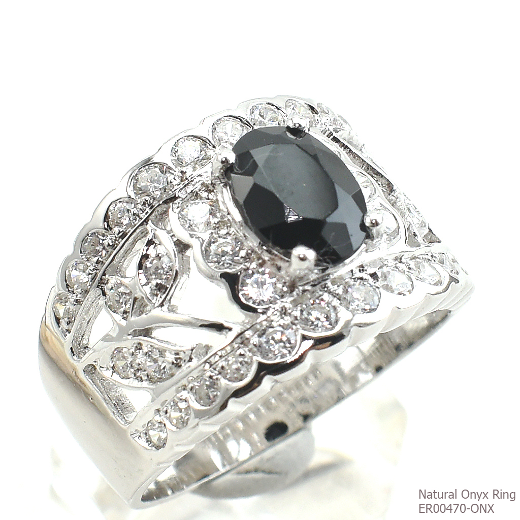 SKJewelryFactory แหวนนิลแท้ ทรงนี้เหมาะมากที่ใส่นิ้วกลาง ตัวเรือนแข็งแรง ทำจากวัสดุเงินแท้ ER00470-ONX