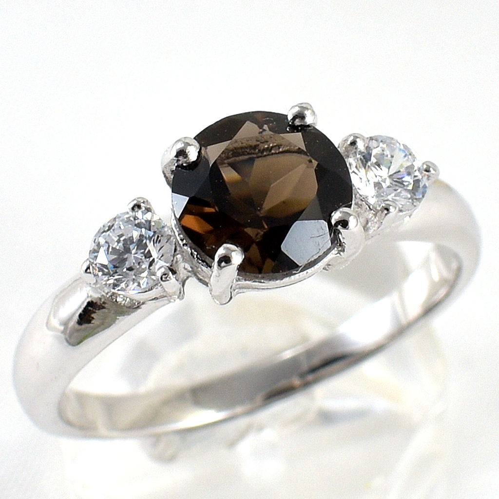 SKJewelryFactory แหวนสุดฮิต แหวนเพลอยสโมกกี้ควอทซ์แท้ ER01232-SMQ