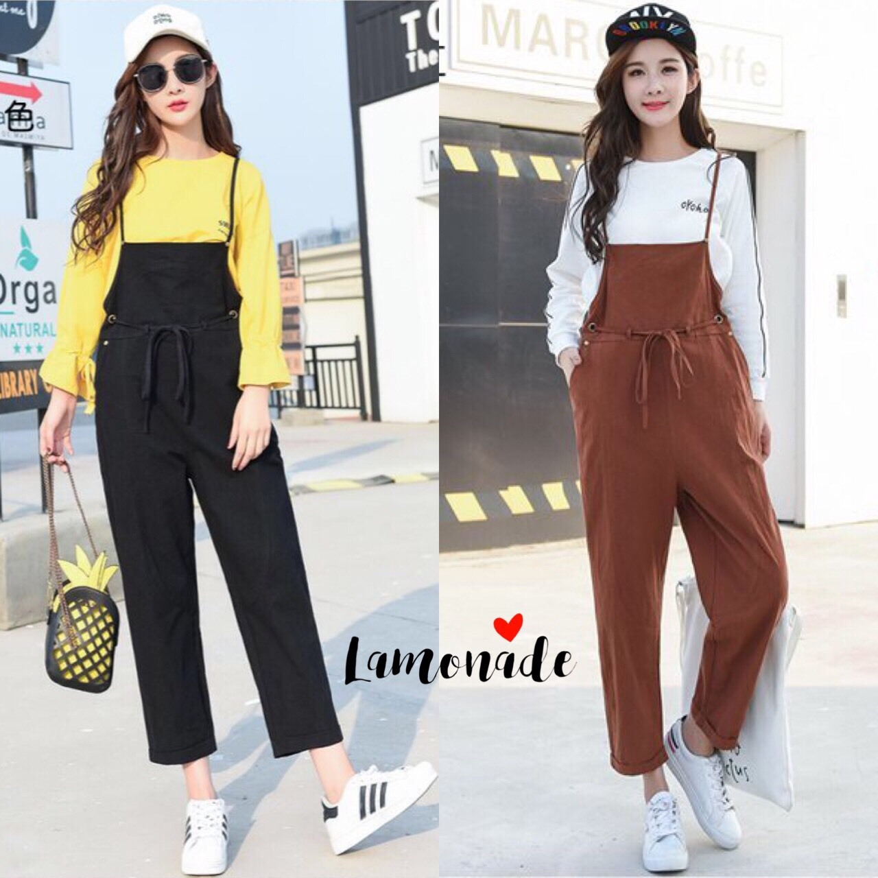 เสื้อผ้าเกาหลี พร้อมส่ง เอี๊ยมกางเกงขายาว